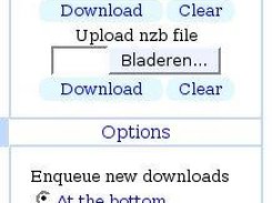 Add files manually by uploading nzb file, or by newzbin ID