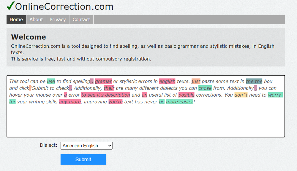 OnlineCorrection.com Screenshot 1