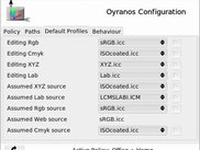 oyranos on linux - default profiles panel