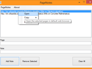 Open selected pages in default web browser. Multiple pages will be opened in separate tabs.