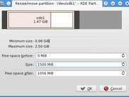 KDE Partition Manager 1.0.1: Resizing a partition