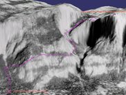 Yosemite Falls. USGS DOQ and NED.