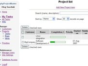 Project list screen allows to easily visually control status