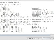 Main program suite shows first formal proof in text viewer.