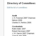 Display a directory of committees.