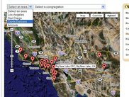 Display congregations on a Google map.