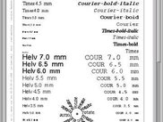 Example of different fonts sizes and orientation