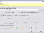 Options screen - Cache (location) settings
