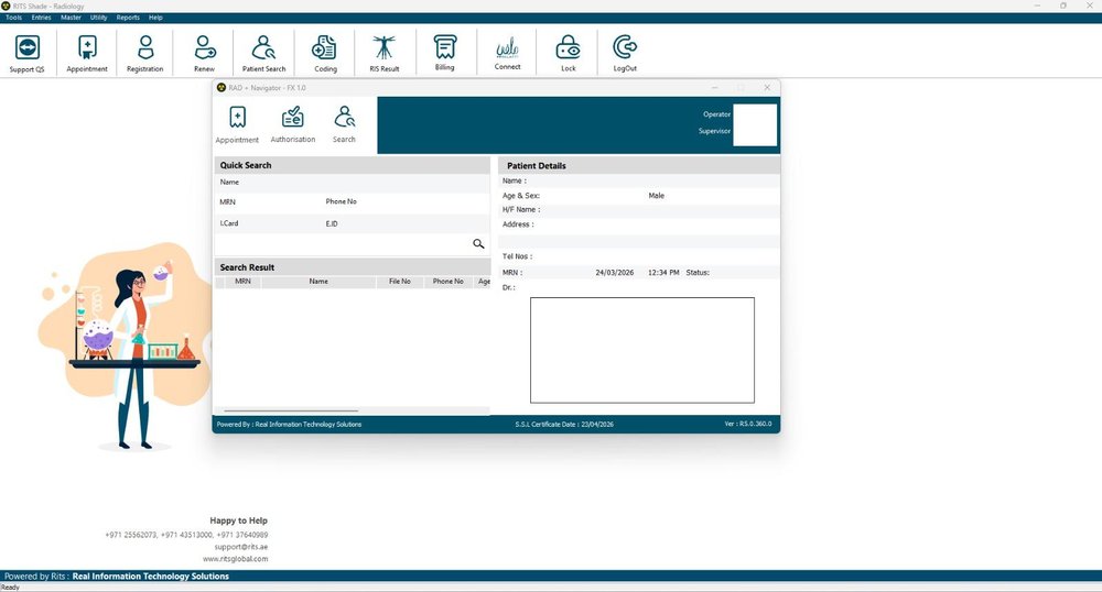 RadCare RIS Dashboard for Radiology Workflow and Patient Management