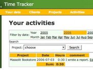 Home page of the first working version of Time Tracker