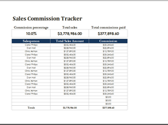 sales commission tracker template