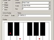 Display of a chord on a piano keyboard