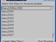 Diary Selection screen
