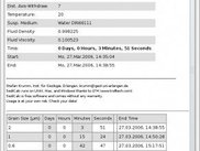 Print out of experiment summary with table of settling times