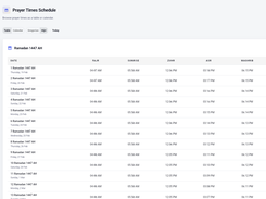 calendar / table view for monthly prayertime 
