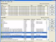 Main window (top list: web documents, bottom list: URLs)
