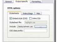 Output specific options pane