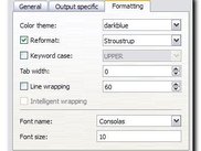 Output formatting options pane