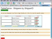 Browsing a database table.