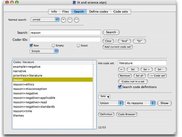 Project window: Search support and code list management