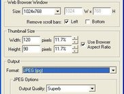 Control browser window and thumbnail sizes, output path/type