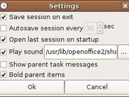 Settings window
