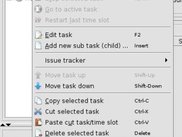 A popup menu asociated with task's tree