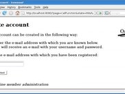 Page on which members can registrate a login