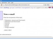 Page on which e-mails can be send with various options