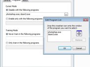 The programs page (restrict programs TouchCursor works with)