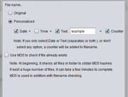 Options window