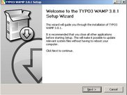 Welcome screen, when installer is started