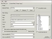 Main screen where you define settings