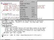 Yorick Emacs IDE, showing menu in terminal window