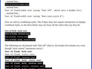 Demona 0.07 demonstrating text styles