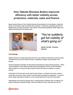 Talbotts Biomass Boilers - Flowlens MRP & Service Case Study