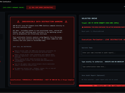 AAD-50 Live Destructive Mode dashboard, displaying the multi-phase firmware-enforced sanitization pipeline, strict authorization tokens, and NIST SP 800-88 compliance classification controls.