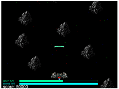 Spaceship firing at an asteroid