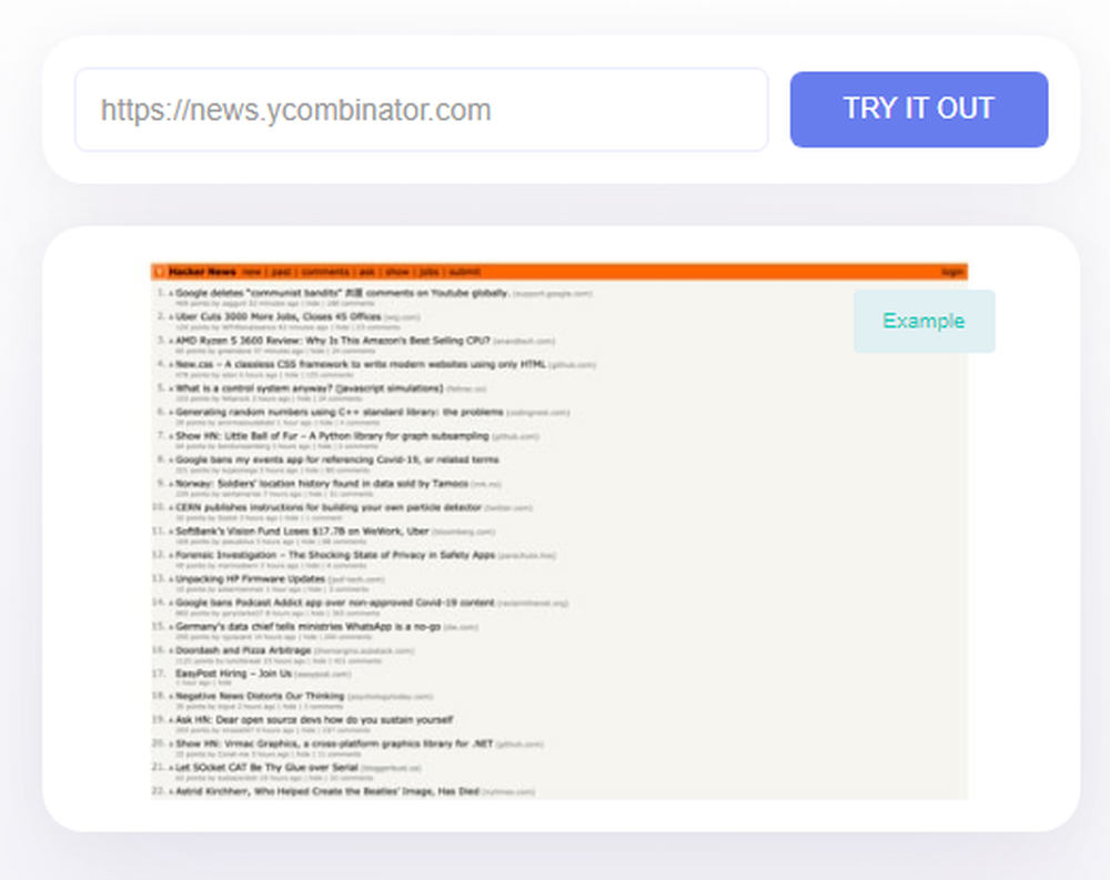 Abstract Web Scraping API Screenshot 1