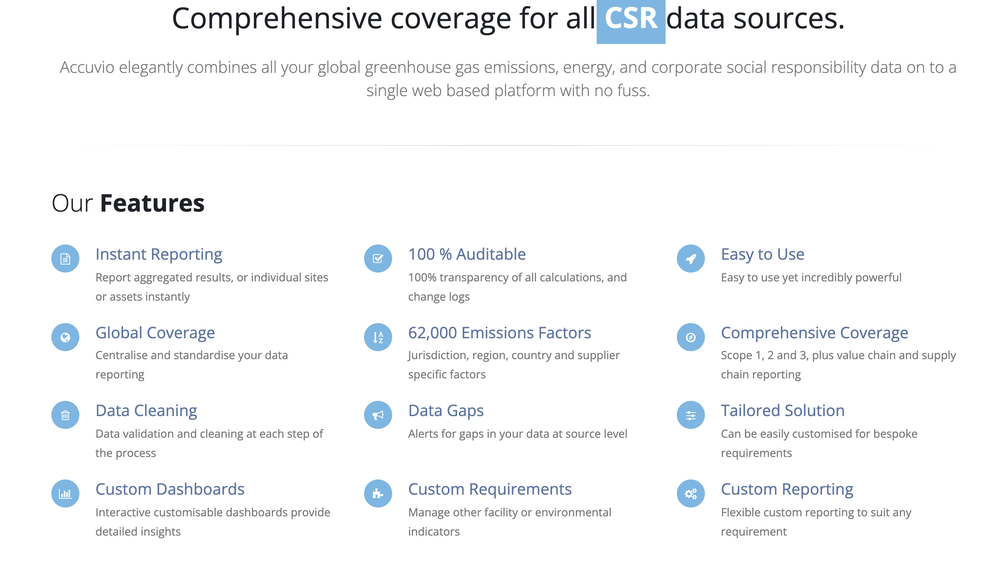 Accuvio Sustainability Screenshot 1