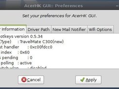 AcerHKGui v0.4 Preferences, Driver Info