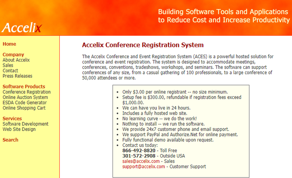 Accelix Conference Registration System Screenshot 1