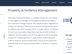 ACISS Property & Evidence Screenshot 1