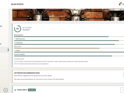Acta Score — six-dimension content health analysis with actionable optimization suggestions