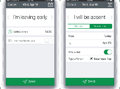 Leave request interface in actiPLANS Mobile