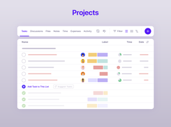 Manage projects from start to finish in ActiveCollab to boost team collaboration and profitability. Your workspace's got all you need for successful project delivery: multiple views, progress tracker, task signifiers, file storage, and other useful bits.