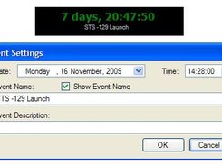 The countdown window and the event entry interface