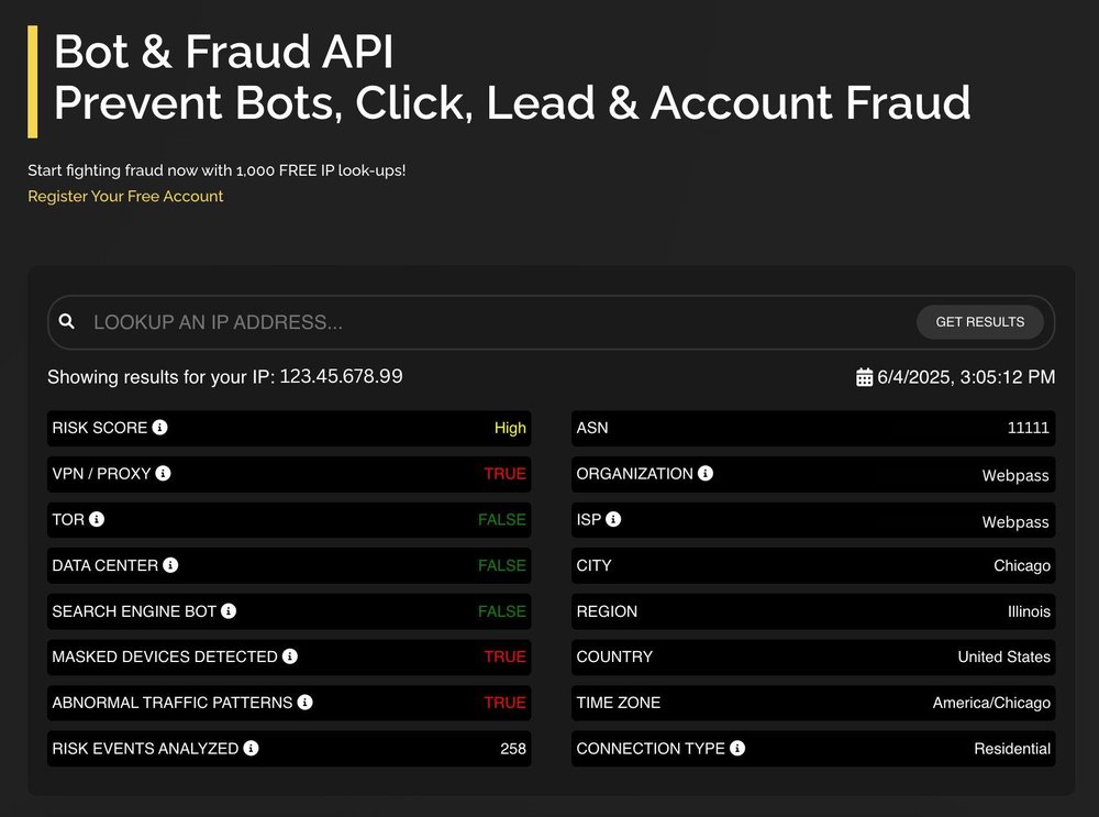 Bot & Fraud API - Free IP Lookup 