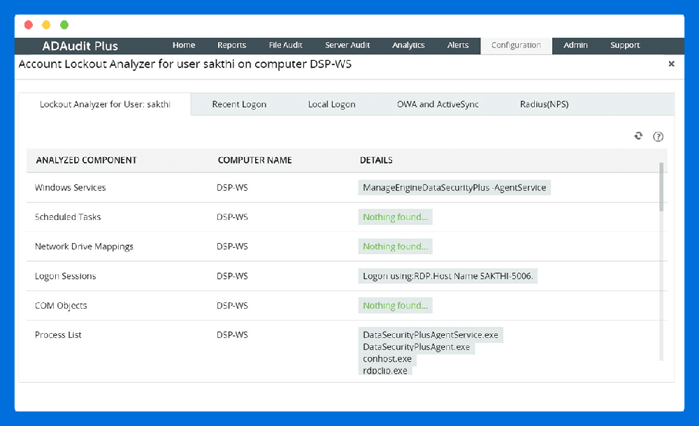 Account lockout analyzer