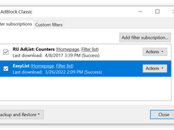 AdBlock Classic's main settings panel.